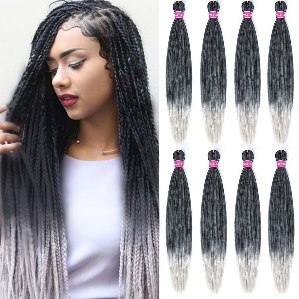 Grey Braiding Hair Pre Stretched Kanekalon Long Braiding Hair 26 Inch Fake  Synthetic Hair for Braiding Extensions Micro Crochet Clean Therapy
