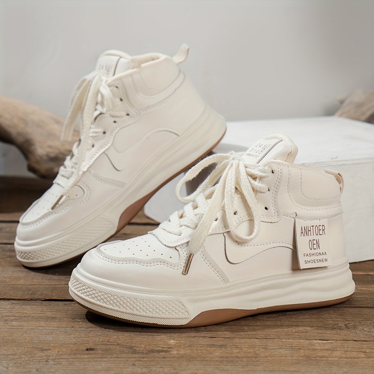 Fall Aesthetic White Faux Leather Soft Bottom Skate Shoes - Temu