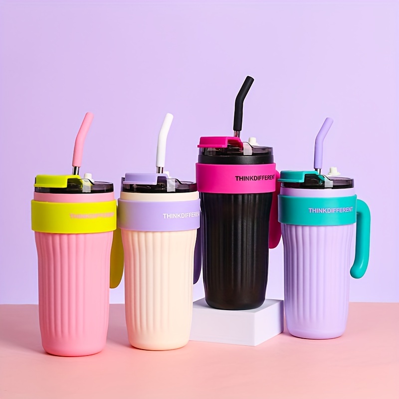 Tumblers Cup with Straw, Lid and Handle