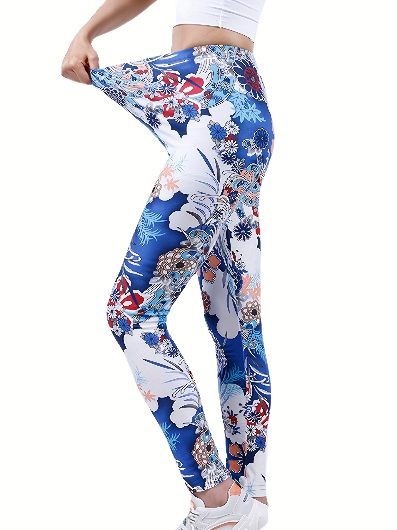 Women's Leggings Floral Printed Yoga Pants Casual High Waist