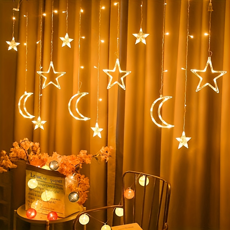 Ramadan Guirlande Lumineuse LED Lune Étoile Forme Batterie Lampe