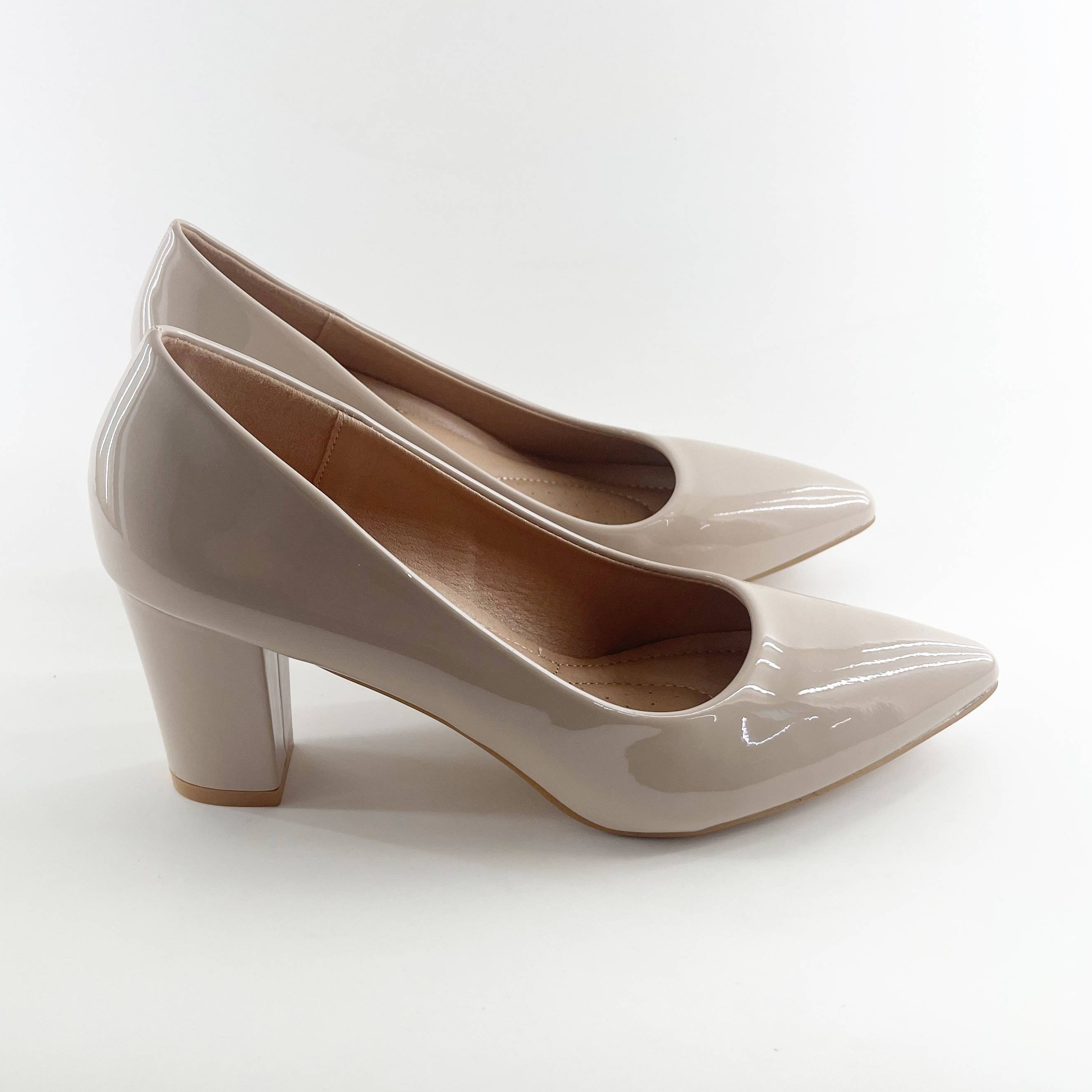 Women's Patent Leather Court Pumps Block Heels