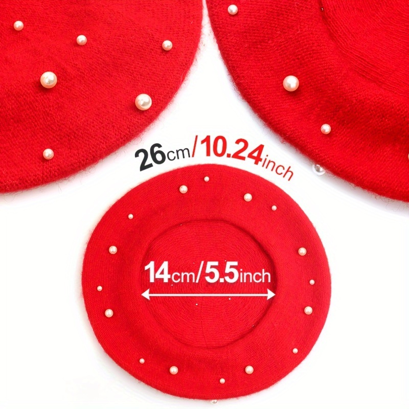 modieuze   pearl decor baret hoeden elegant     schilder cap lichtgewicht warme baretten voor vrouwen dagelijks gebruik herfst & winter 3