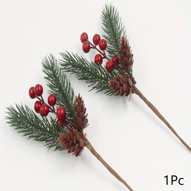 Christmas Berries Pine Branches Artificial Red Berry Pine - Temu