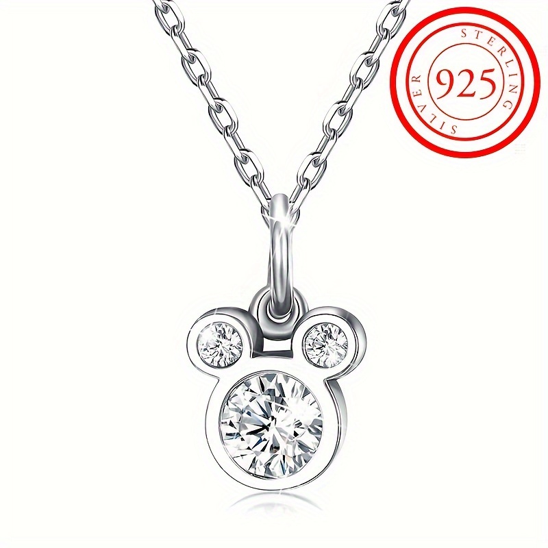 

925 Sterling Silver Cute Little Mouse Design Micro Inlaid Zircon Exquisite Pendant Necklace Creative Personalized Versatile Daily Wear Collar Chain Jewelry Gifts For Women