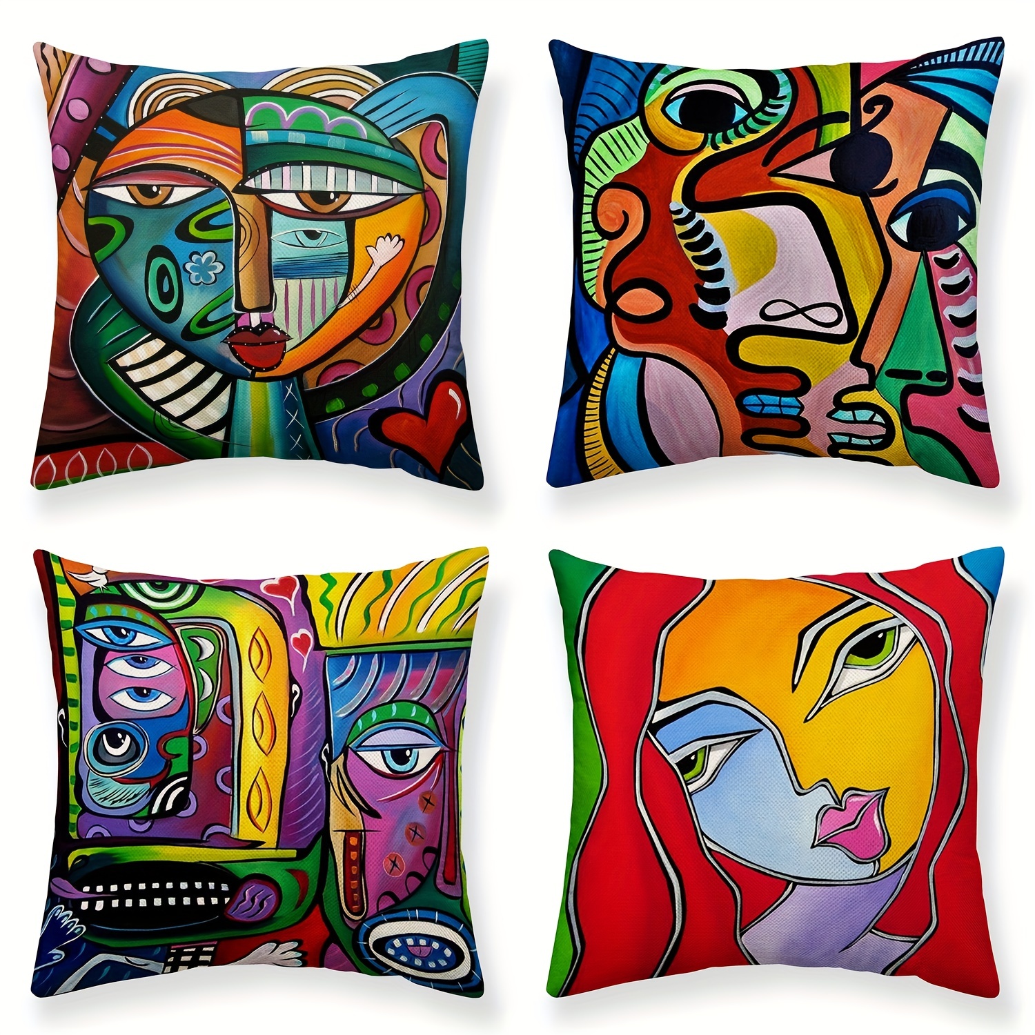 

4pcs Impressionist Pillow Cover Cushion Cover Painting Abstract Art Pillow Home Bedroom Sofa Car Seat Decoration Pillow 18inch*18inch (excluding Pillow Core)