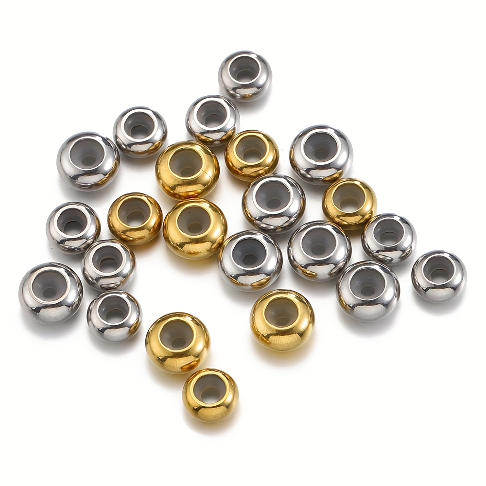10Pcs Stainless Steel Adjustment Beads With Non-slip Silicone Ring