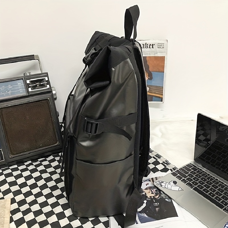 Waterproof Roll Top Flap Backpack for Travel Hiking Lightweight School Daypack
