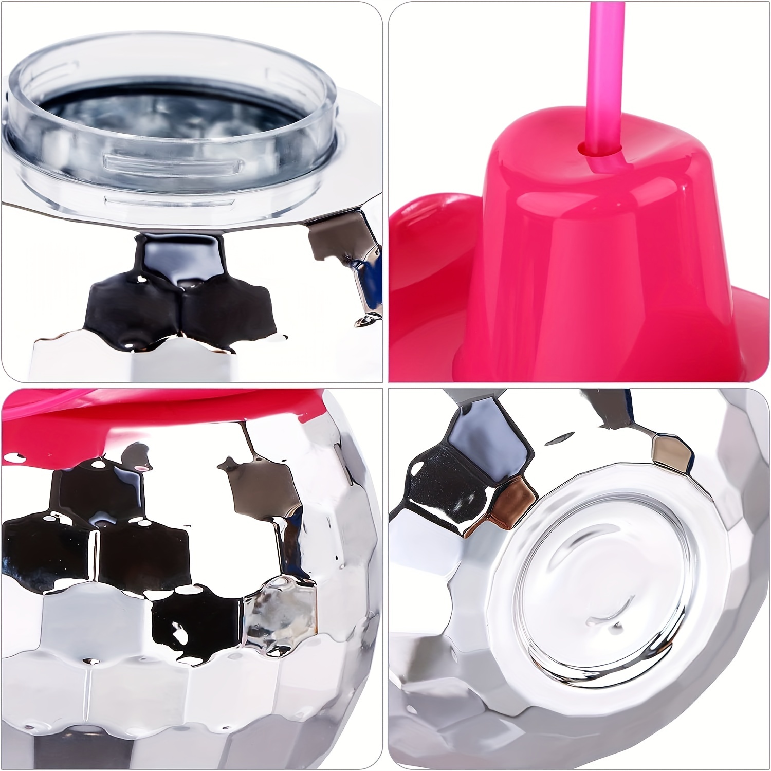 LoyGkgas Disco Ball Cup with Lid and Straws, 600ml Disco Ball Cups Cocktail  Cup KTV Nightclub Party (A) 