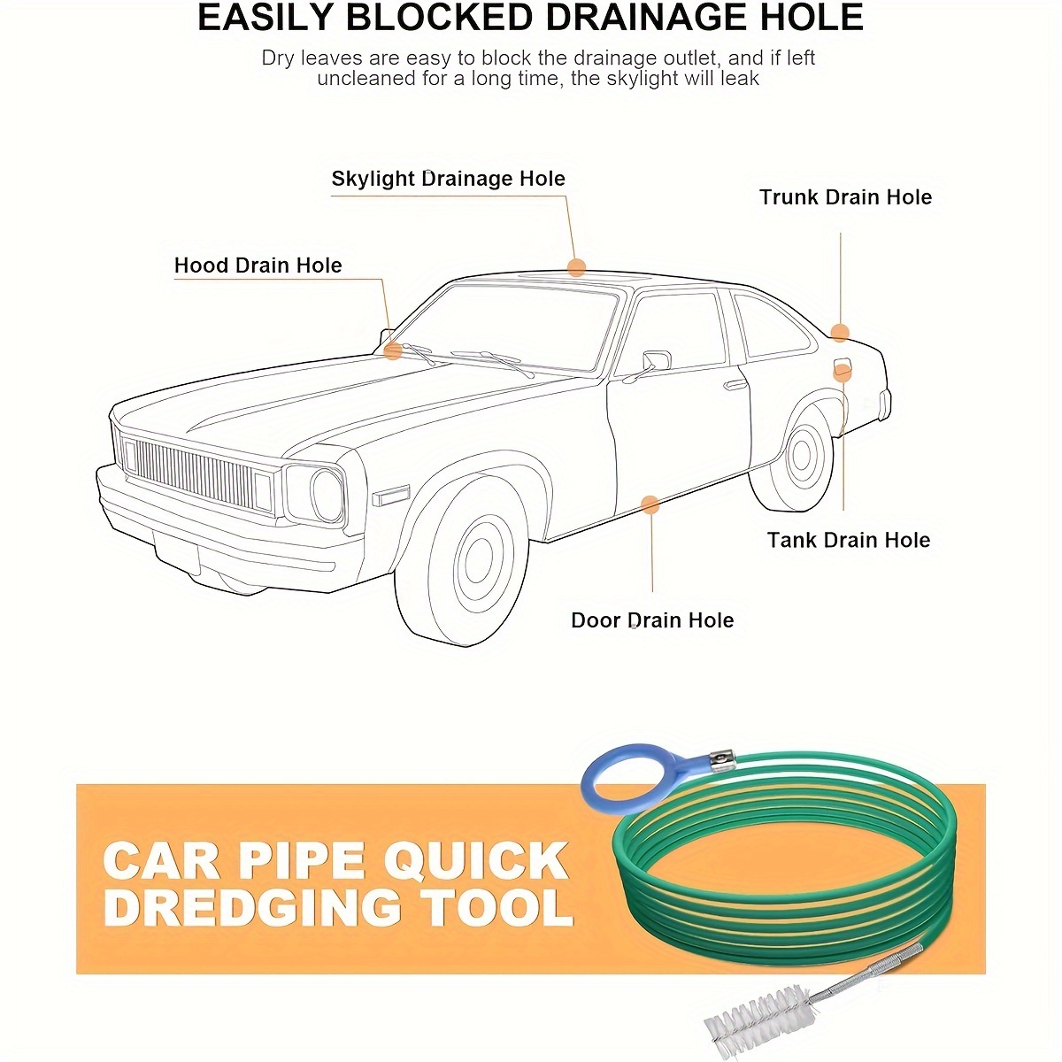 Sunroof drain cleaning tool