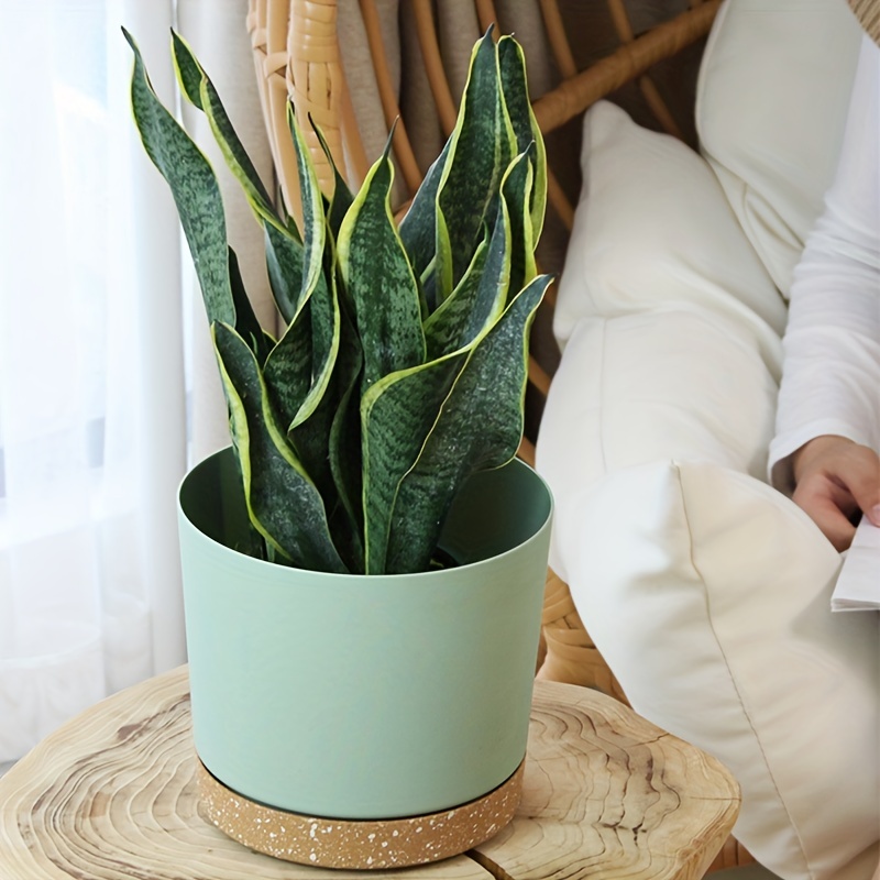 Plant Pots, Plastic Indoor Planter Flower Pots, Plastic Plant Pots With  Drainage Hole And Base Tray Saucer, Modern Decorative Garden Pots For  Indoor Plants, Aloe Vera, Succulents, Flowers - Temu