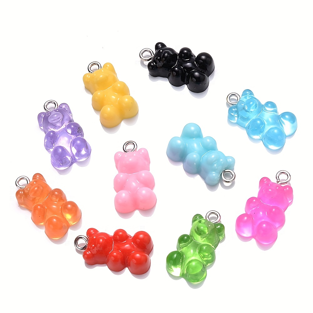 40pcs Colorful Gummy Resin Bear Charms Pendants Candy Gummy Bear Charms Jewelry Making Finding Accessory for DIY Necklace Earrings Bracelet