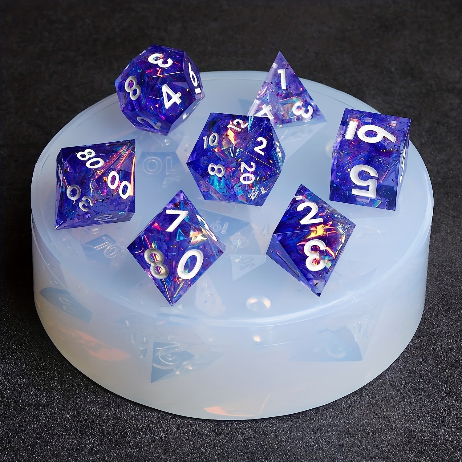 

1/2pcs Diy Crystal Epoxy Resin Mold Dice Silicone Mold Epoxy Resin Polyhedral Dice Silicone Mold For Game Lover Party Supplies Diy Candy Chocolate Pendant Making