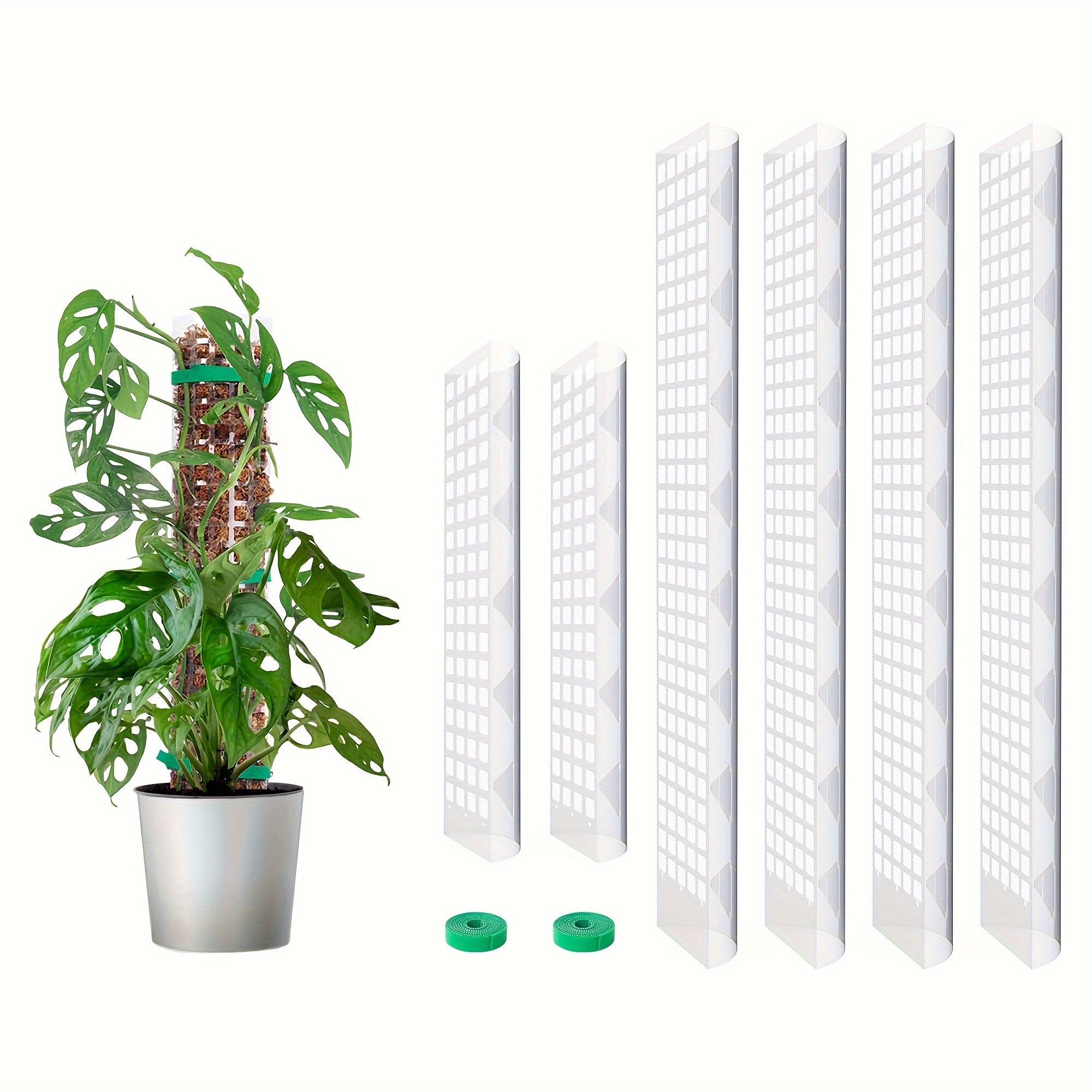 

6-pack Transparent Pet Climbing Plant Support - 4 Extendable 24" Moss Poles & 2 Stackable 15" Stakes For Indoor Potted Plants, Adjustable Monstera Growing Trellis With Expandable Design