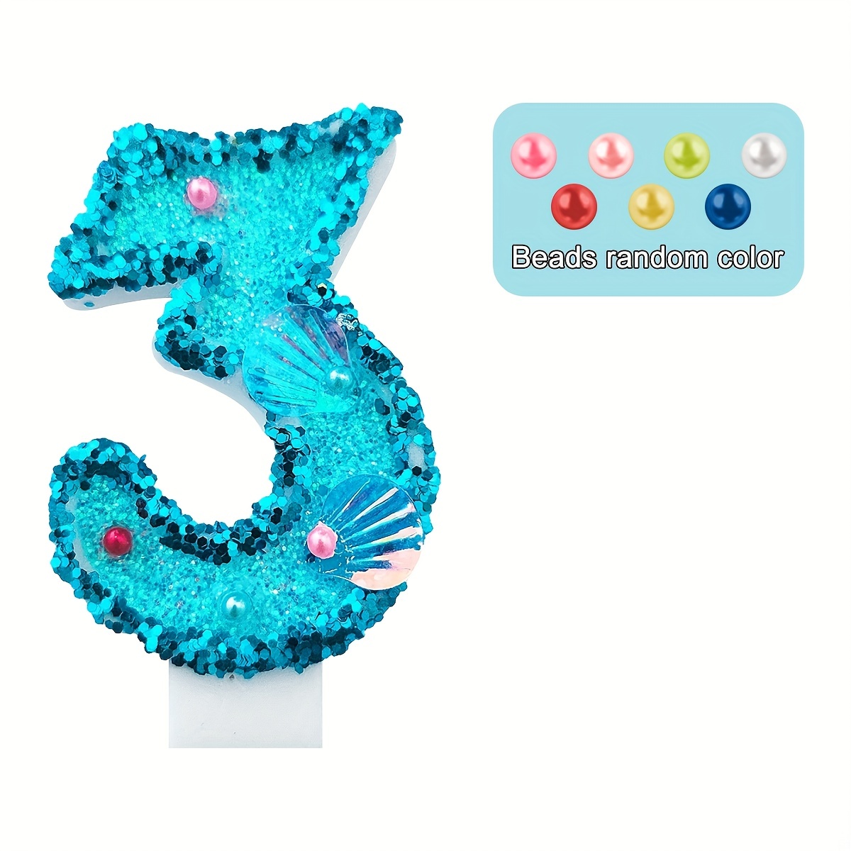 Glitter Shell Number 0-9 Birthday Candle for Sea Theme Parties