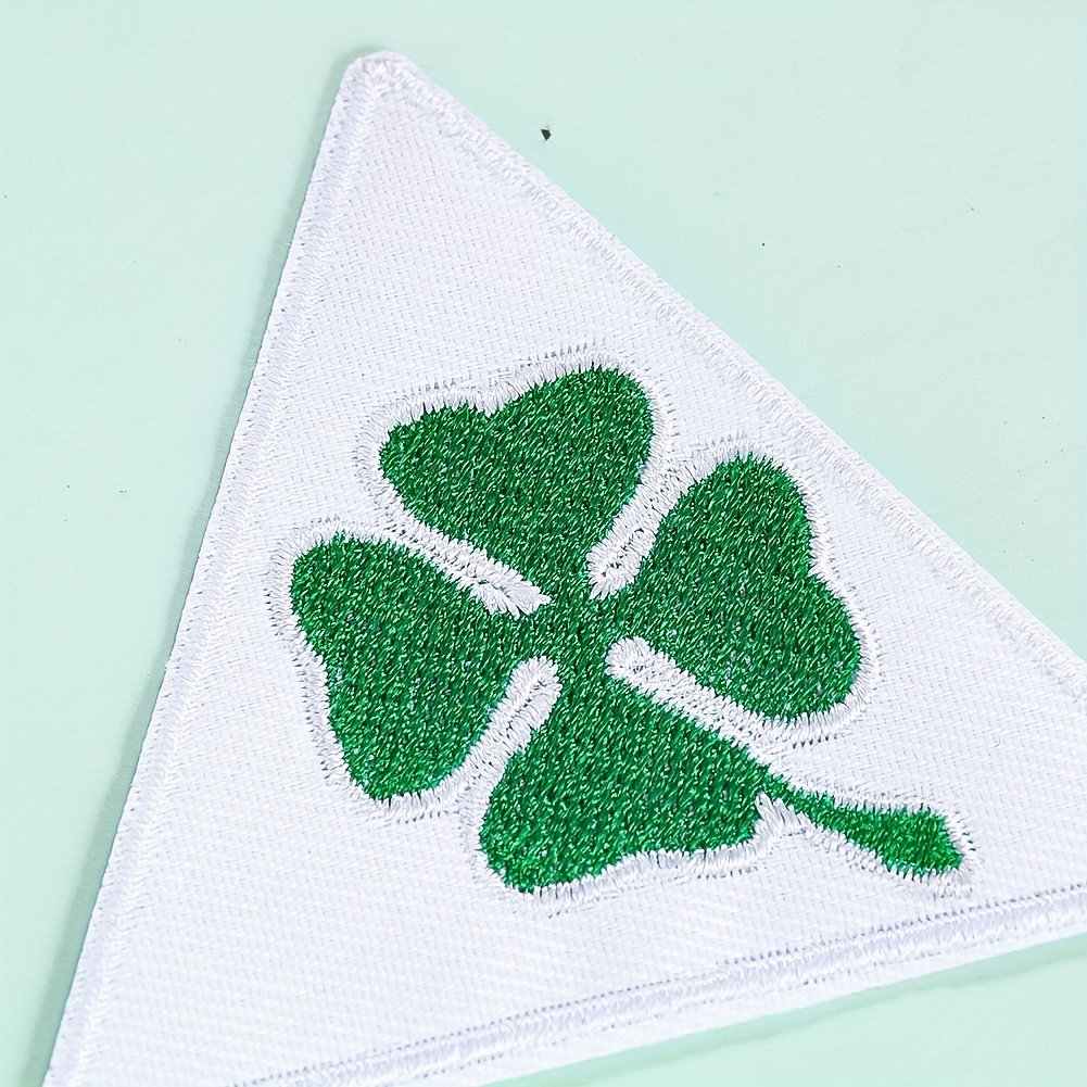 2pcs Cartoon Lucky Grass Decals Four-leaf Clover Embroidered Applique  Clothing Decoration Badge Diy Shoes Hat Bag Holes Patch Iron On Patches For  Jack
