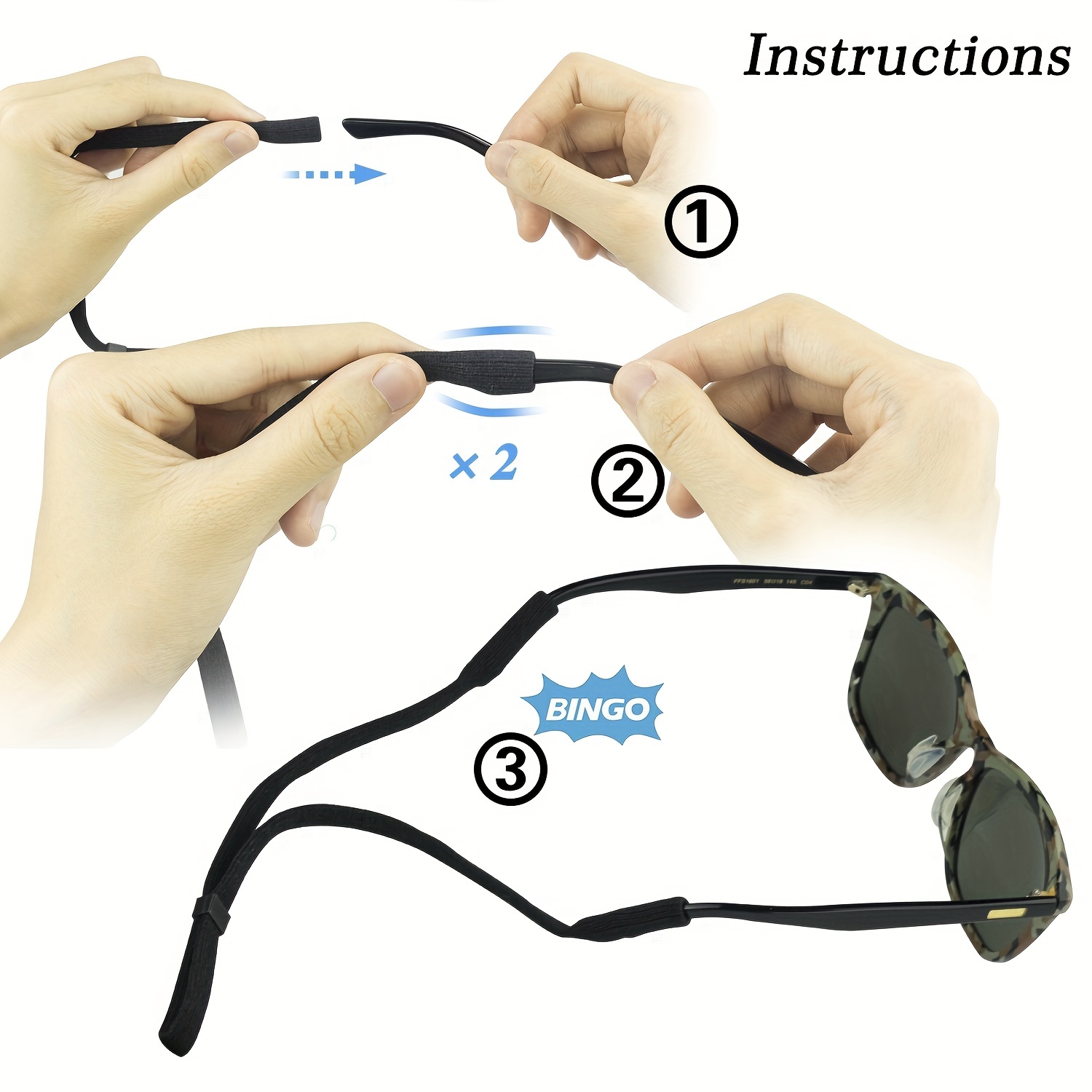 Black Glasses Strap, Sports Sunglasses & Eyeglasses Holder Straps for Men  Women, Eye Glasses String Holder, Glasses Neck Lanyard