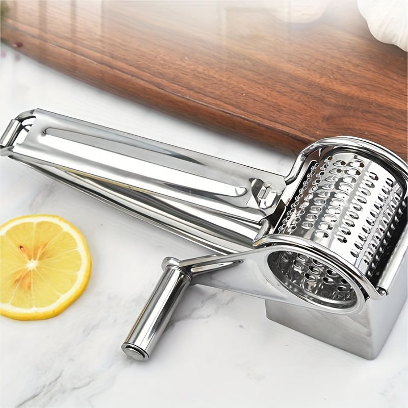 Stainless Steel Rotary Cheese Grater With Handle Perfect For - Temu