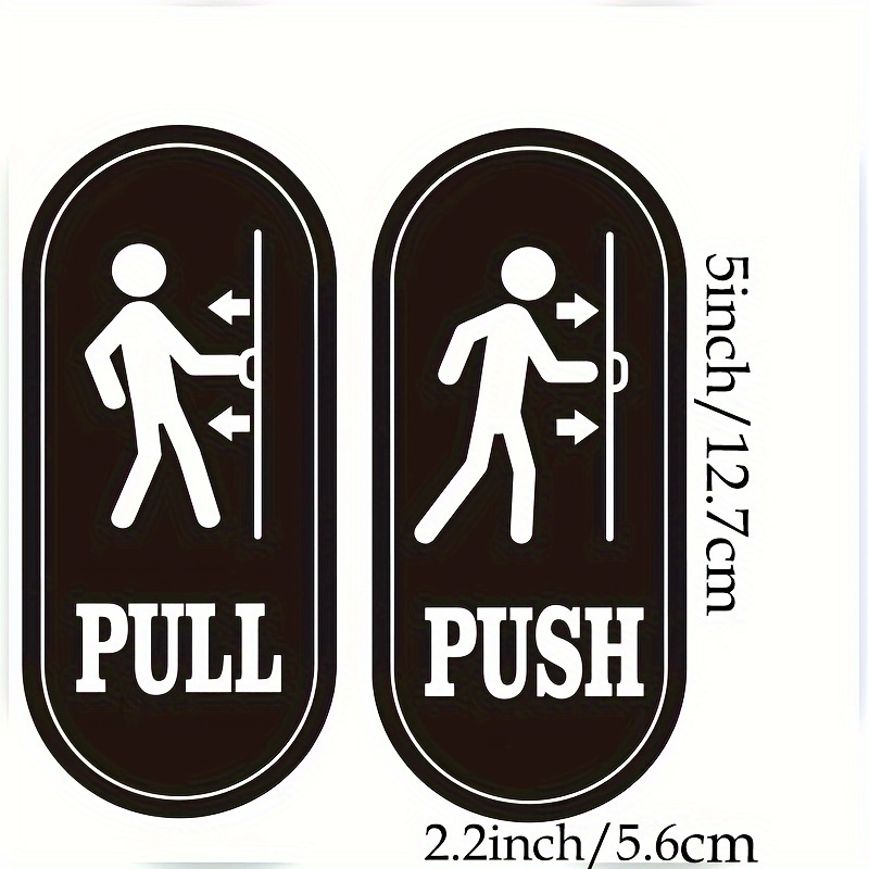 8 Pairs Push Pull Door Sticker Push Pull Door Sign Self Adhesive Push Pull  Sticker Push Pull Signs for Business Stores Cafes Shops, Black