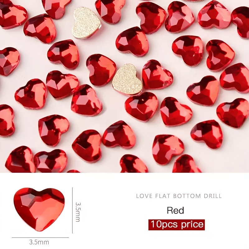 10 Pcs Acrylic Heart Rhinestone Heart Crystal Gems - Temu