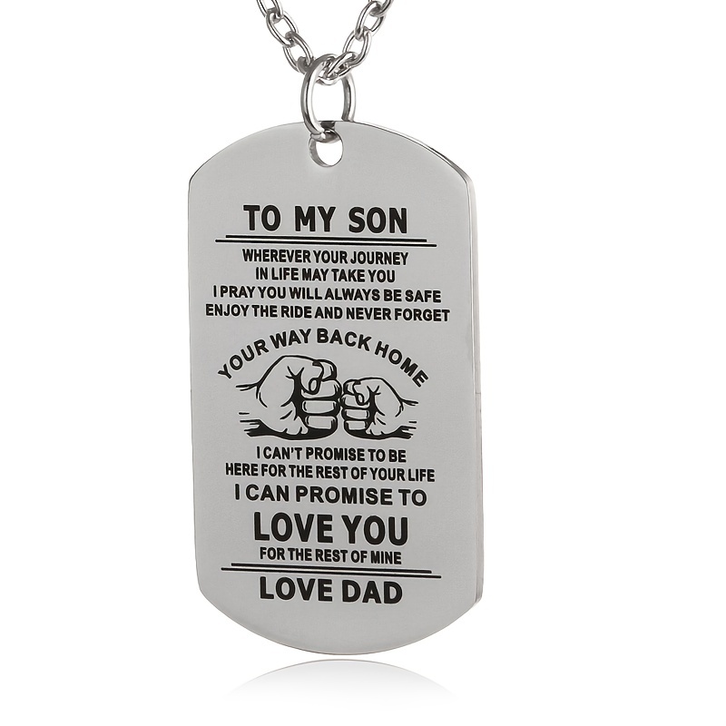 To My Son Dog Tag from Dad, To My Son Wherever Your Journey Necklace