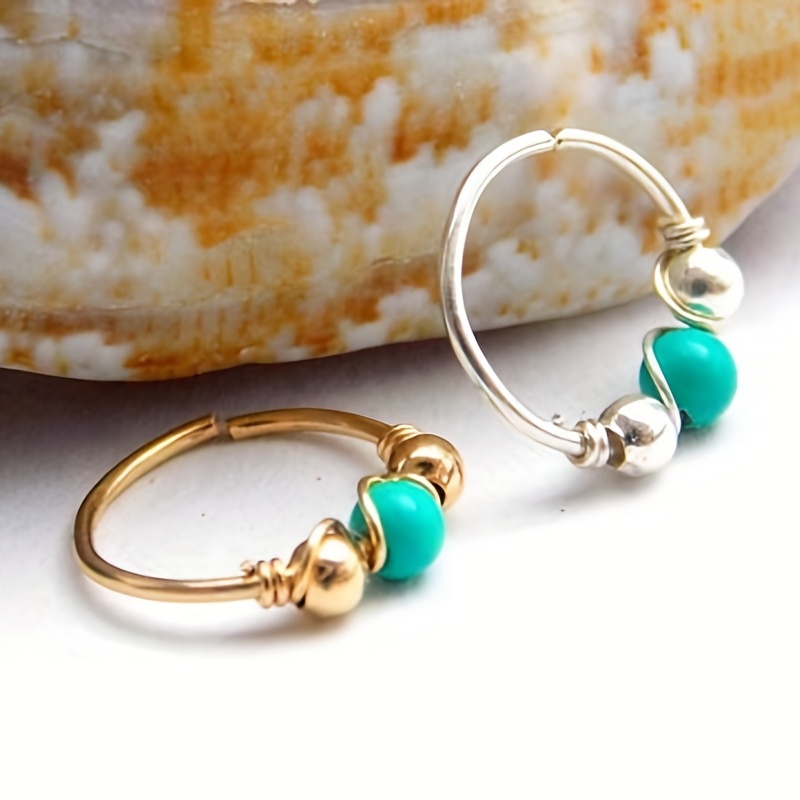 Turquoise Wrapped Nose Ring, Boho Style Body Piercing