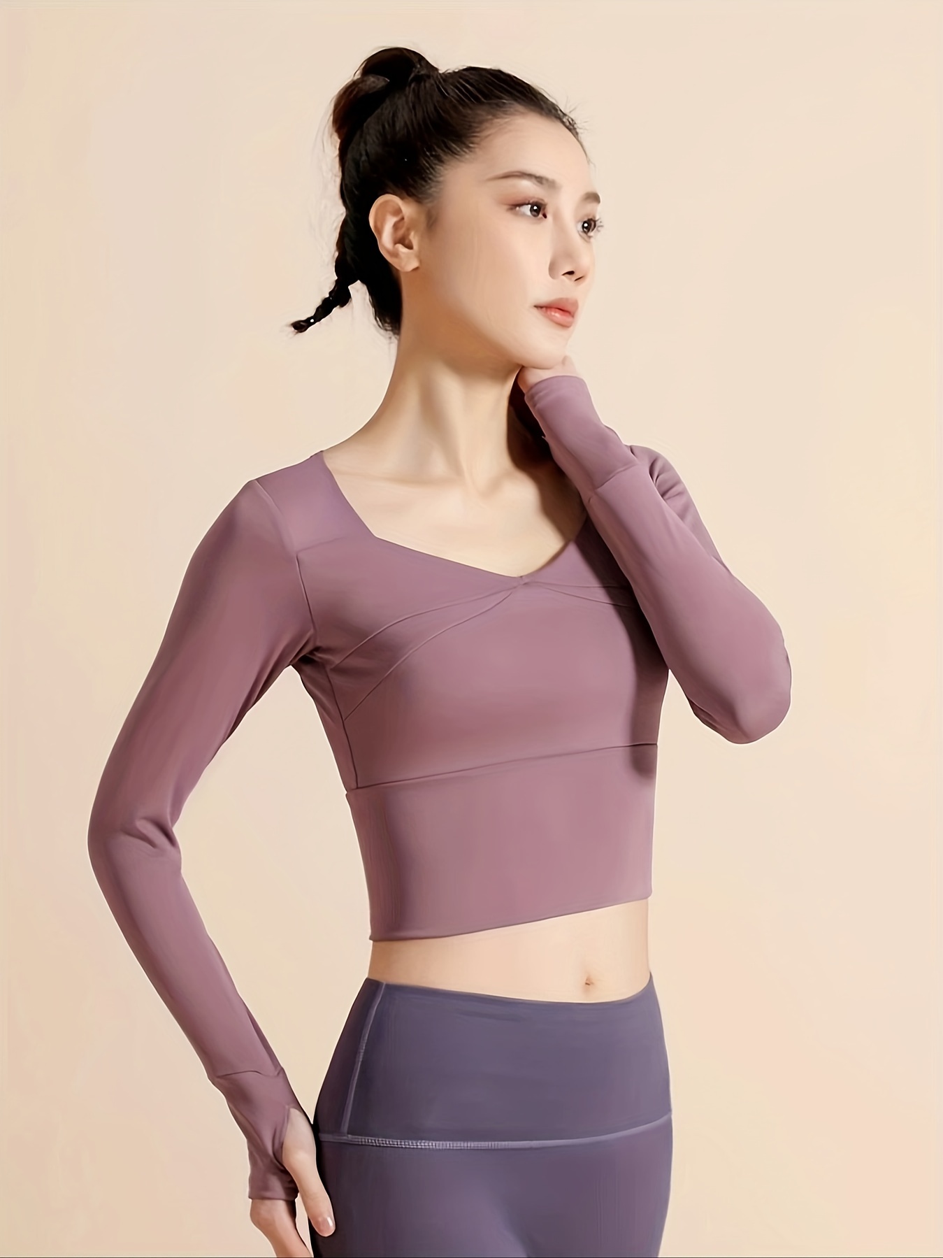 Women's Cropped Long Sleeve Shirts for Running & Yoga