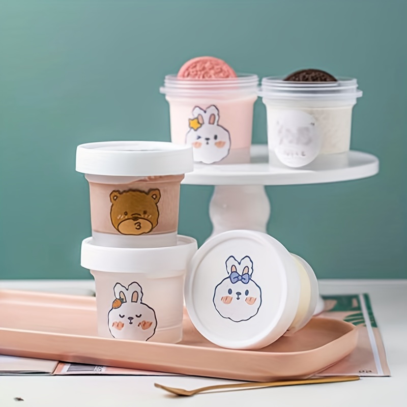 5pcs Reusable Ice Cream Containers Homemade Ice Cream Box Storage