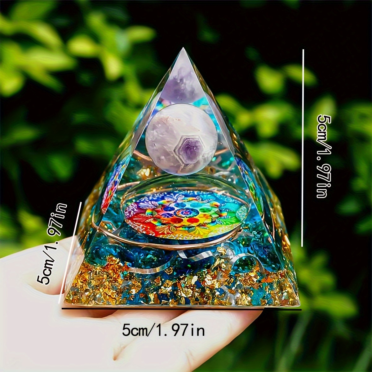 Orgon Pyramid Generator Natural Amethyst Crystal Sphere Blue - Temu