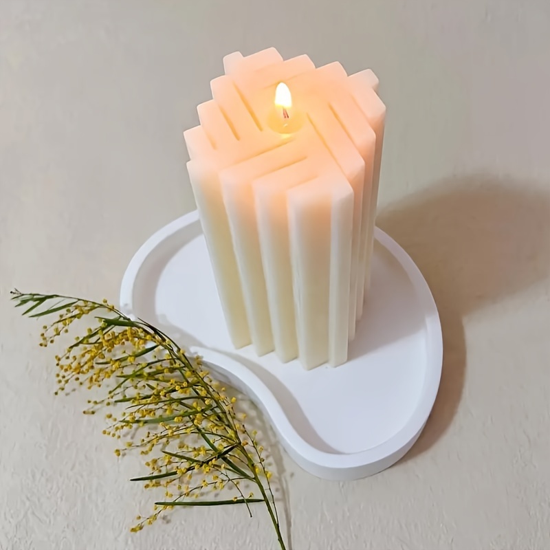 Candle Silicone Casting Molds 3d Stripe Candle Resin Molds - Temu