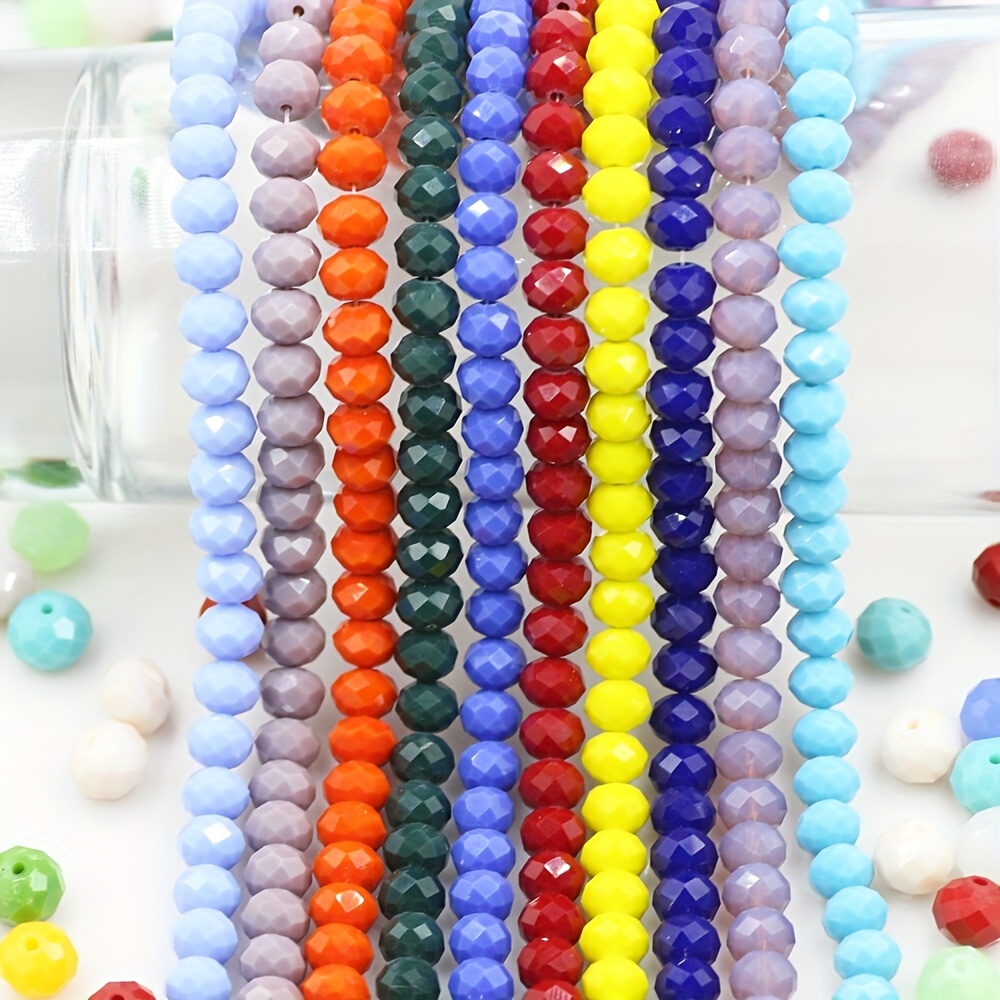 

100pcs 6mm Porcelain Colors Faceted Rondelle Beads, Glass Loose Spacer Beads For Diy Craft Jewelry Making