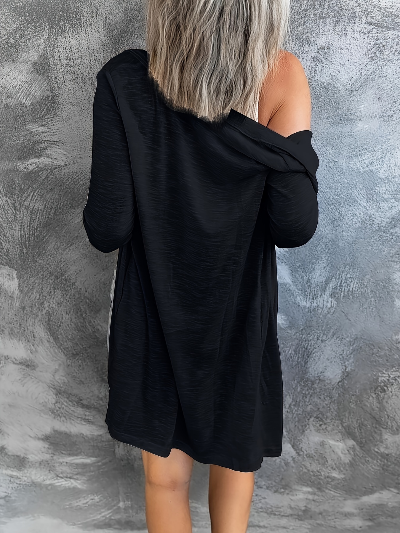 Women's Plus Size Casual Cardigan, Solid Button Up Long Sleeve Cardigan