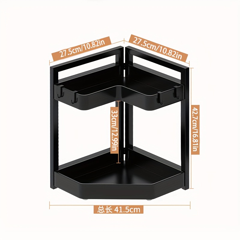 2 Tier Spice Storage Rack L Shaped Corner Caddy Kitchen Organizer Caddy Punch