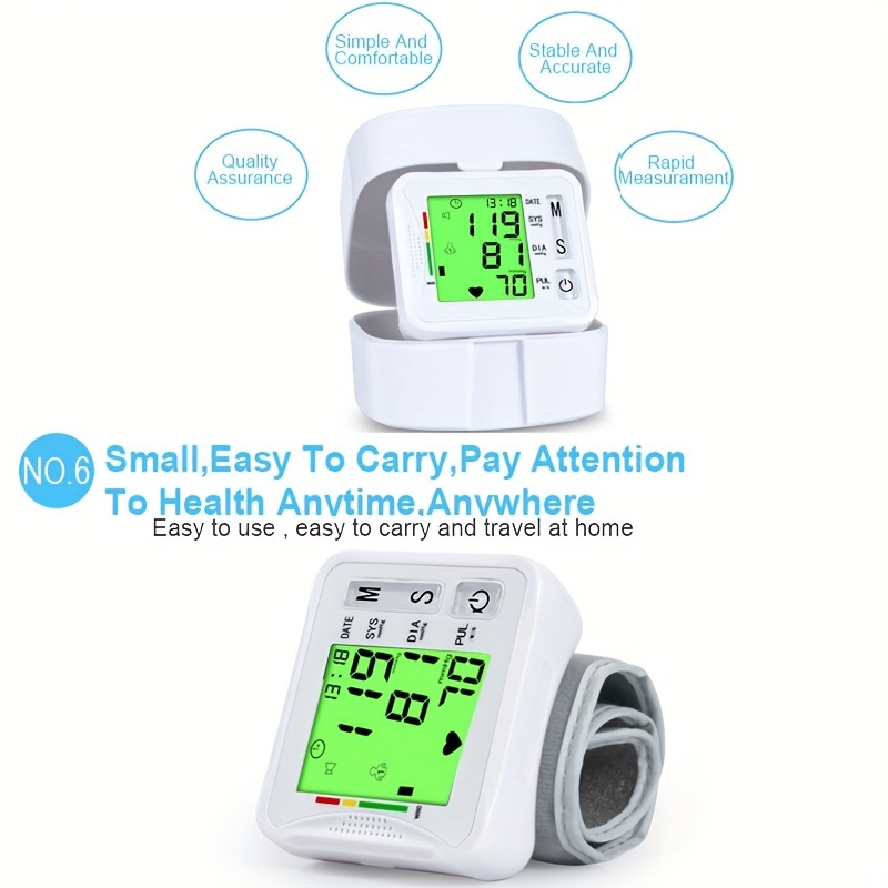 Portable Wrist Blood Pressure Monitor Voice Automatic Digital