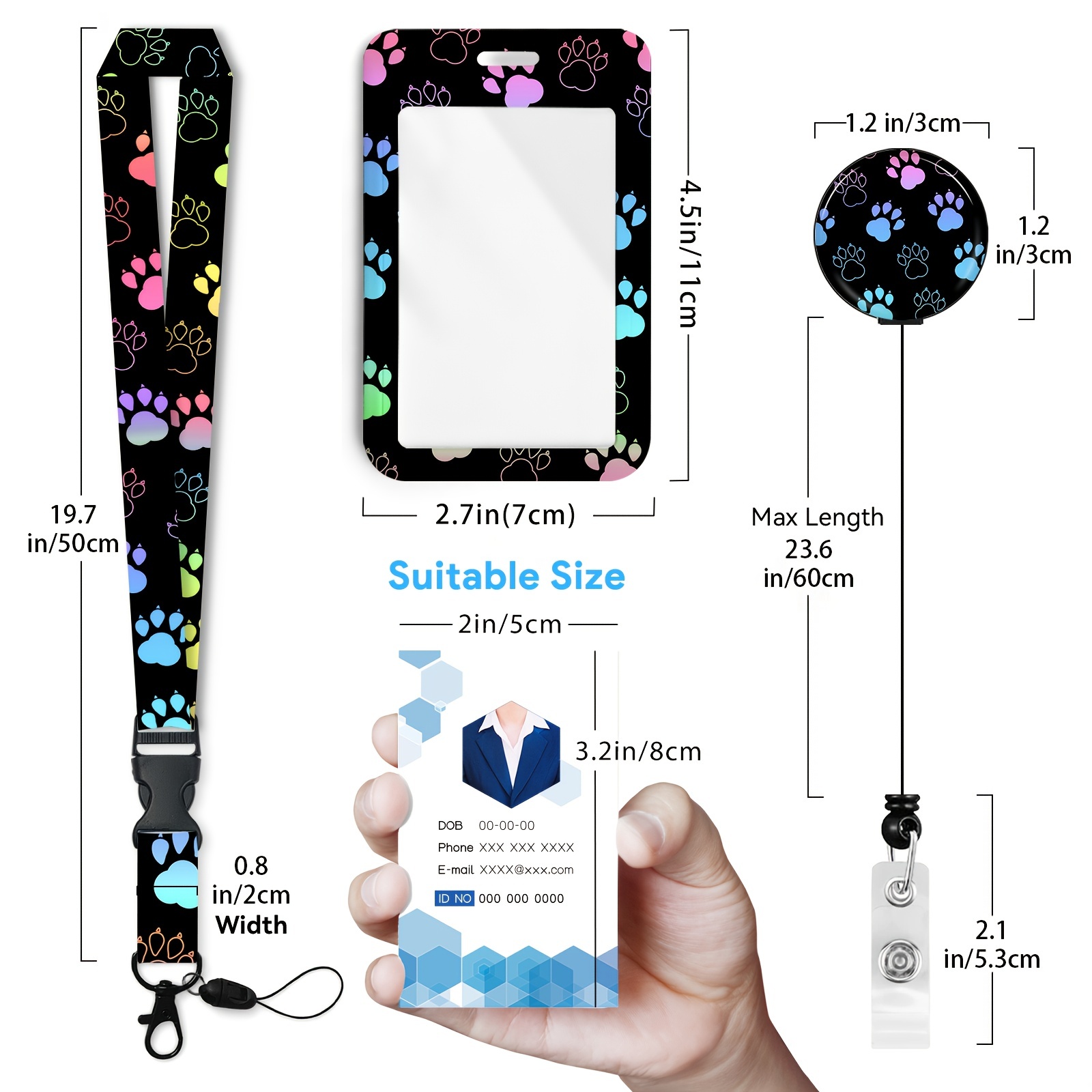 Puppy,Home,Dog Paw Lanyards for ID Badges, Cute Retractable ID Badge Holder with Detachable Lanyard, Fashionable Badge Reel Heavy Duty with 360