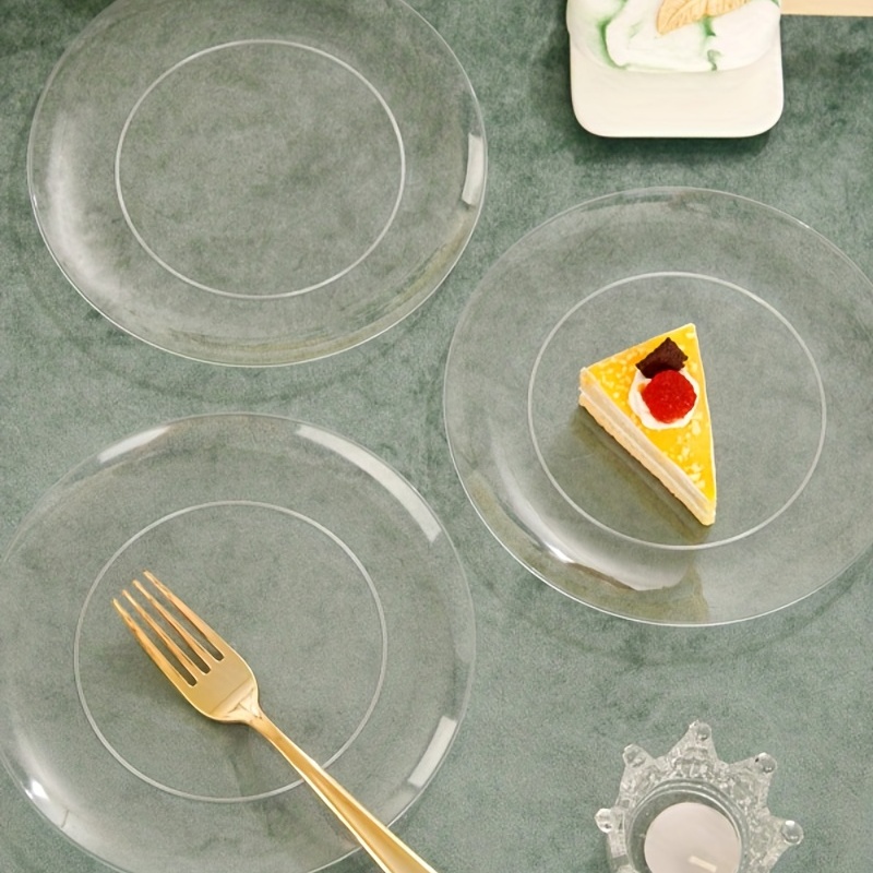 Clear disposable dessert Plates Golden Forks Perfect For - Temu