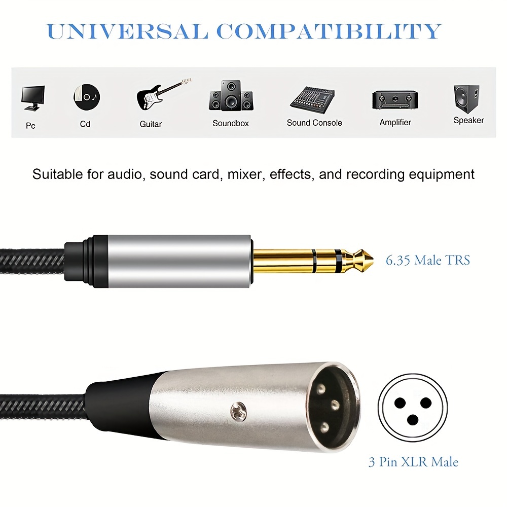 Connecteur de câble audio pour microphone, XLR 3 broches mâle