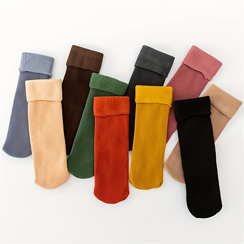 4pairs Thick Velvet Pile Lined Socks, Thermal Socks For Cold Weather, Fuzzy  Slipper Socks, Women's Stockings & Hosiery