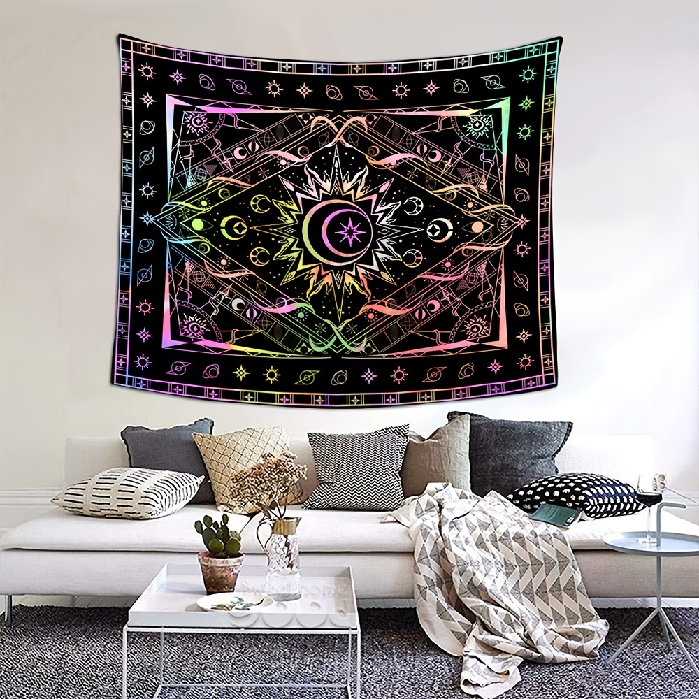 Night Sky Gray Moon Tapestry Wall Hanging Art Hippie Tapiz - Temu