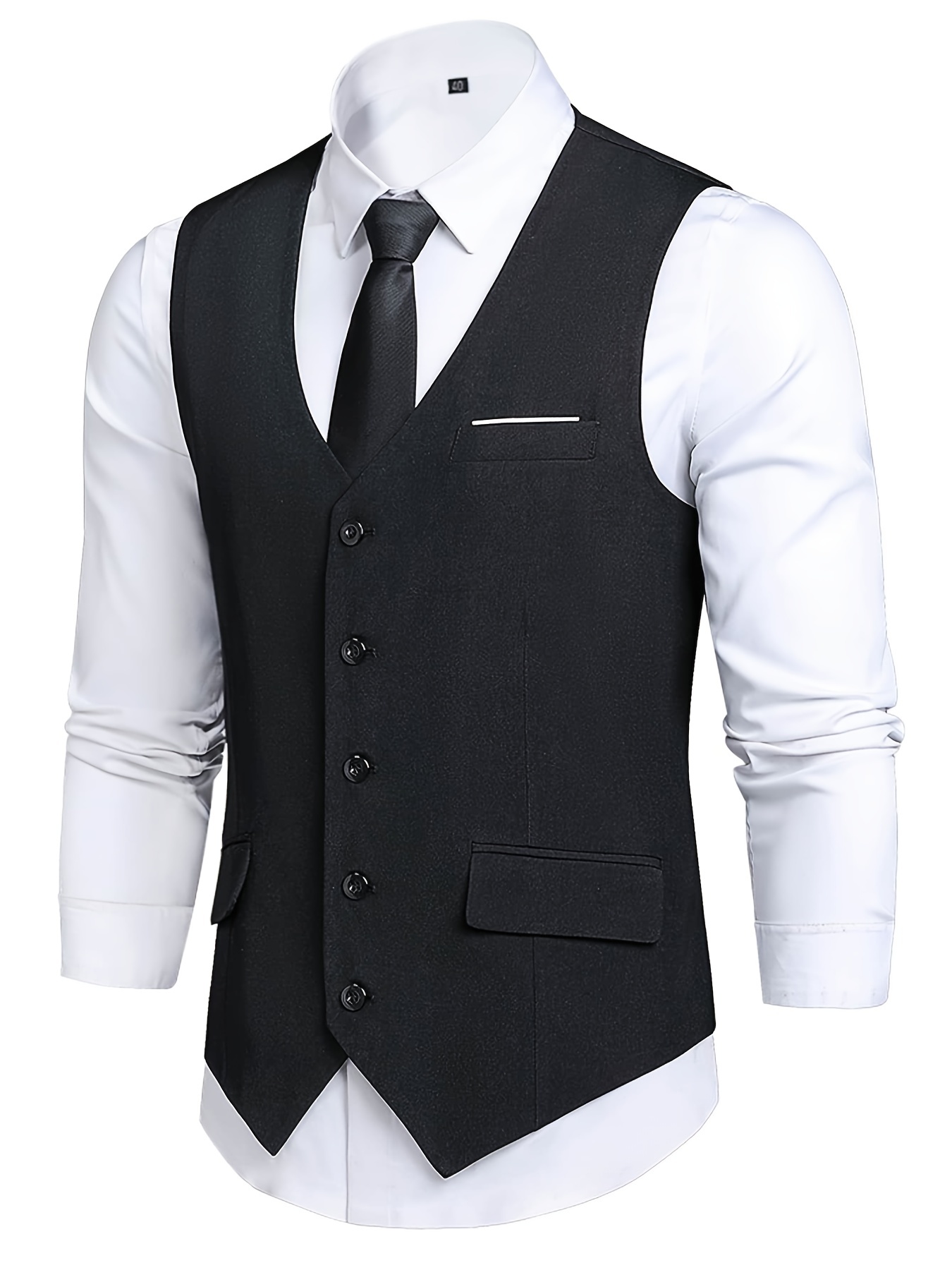 Mens Black Classic Formal Suit Vest - Men's Clothing - Temu Switzerland