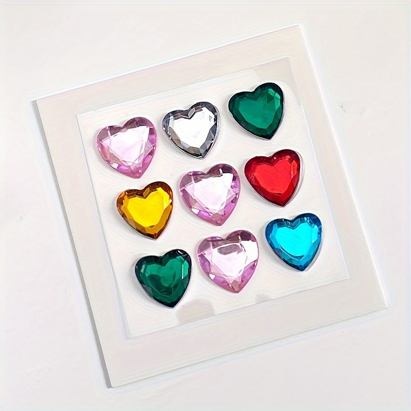 Rhinestone double heart stickers self-adhesive decoration 4 pcs.