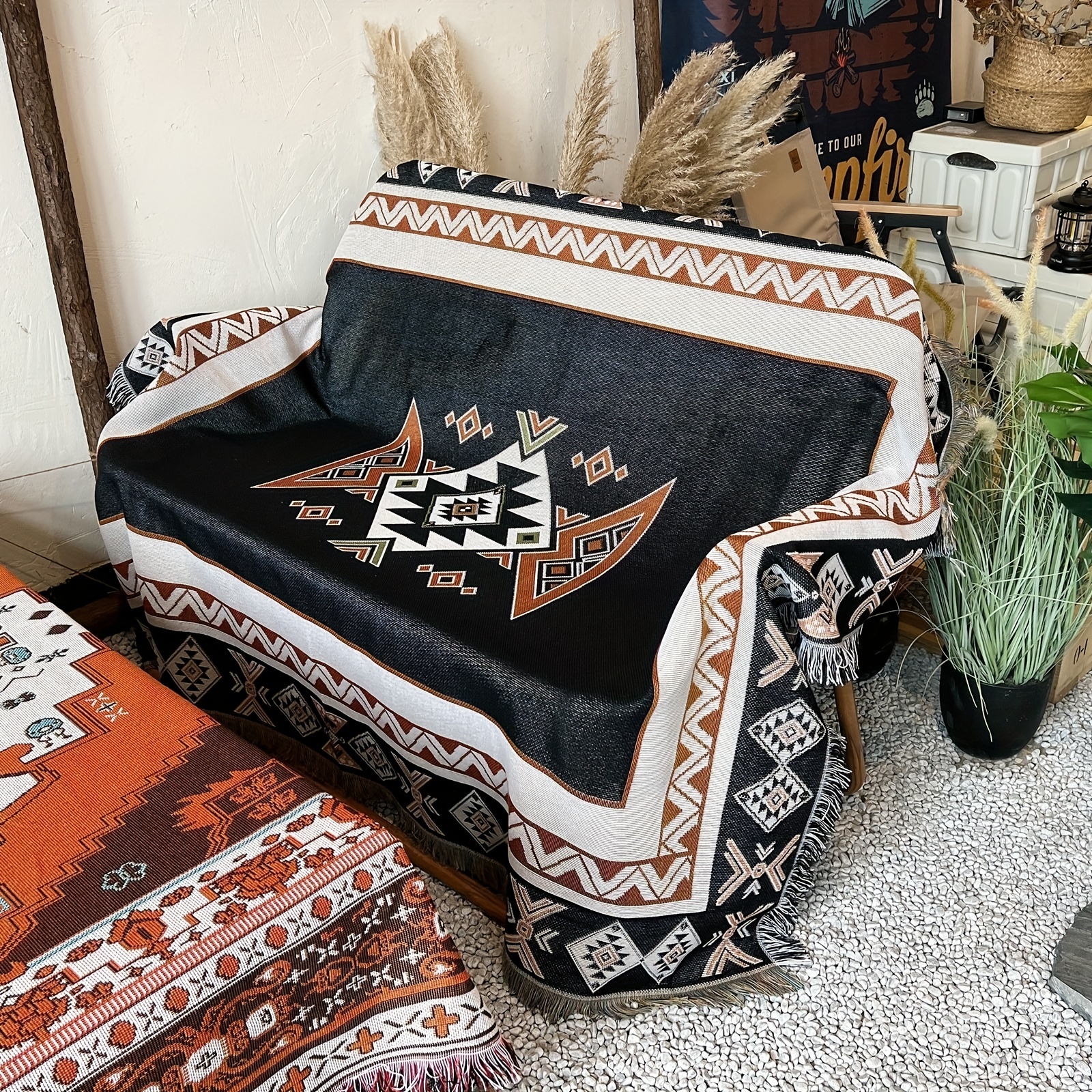 Boho Woven Blanket with Tassels for Home Decor, Beach Trips & Picnics