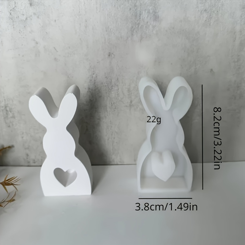 Image of Cute Rabbit Candle Silicone Moulds Gypsum Car Mounted Incense Expanding Gypsum Decoration Mold Easter Aromatherapy Candle Molds