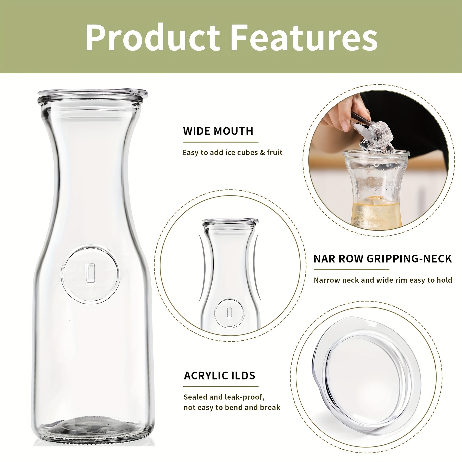 Glass Water Bottle, 16 Ounce Wide Mouth Glass Water Bottle With Stainless  Steel , Portable Water Bottle, Suitable For Juice, Beverages, Smoothies,  Kitchen Supplies, Summer Beverage Supplies - Temu