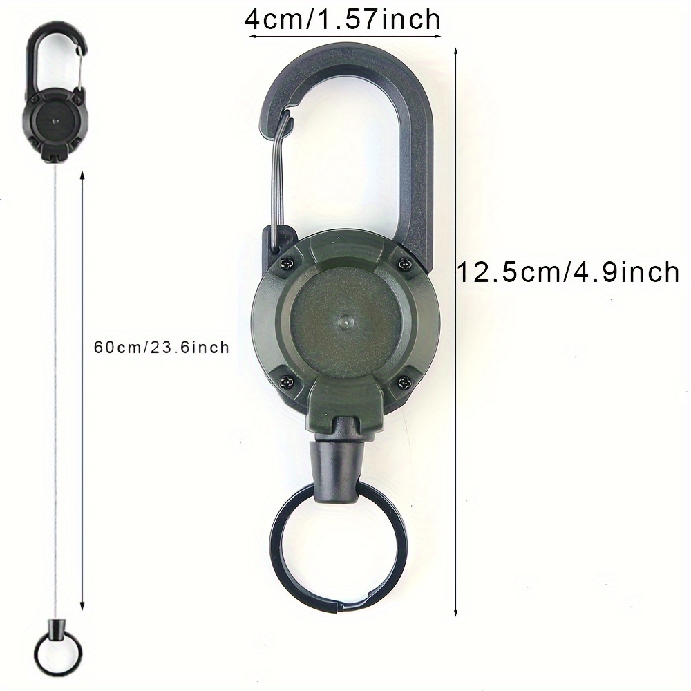 Outdoor Automatic Retractable Wire Rope Luya Tactical Keychain Heavy Duty  Carabiner Key Chains Badge Holder for Camping Fishing