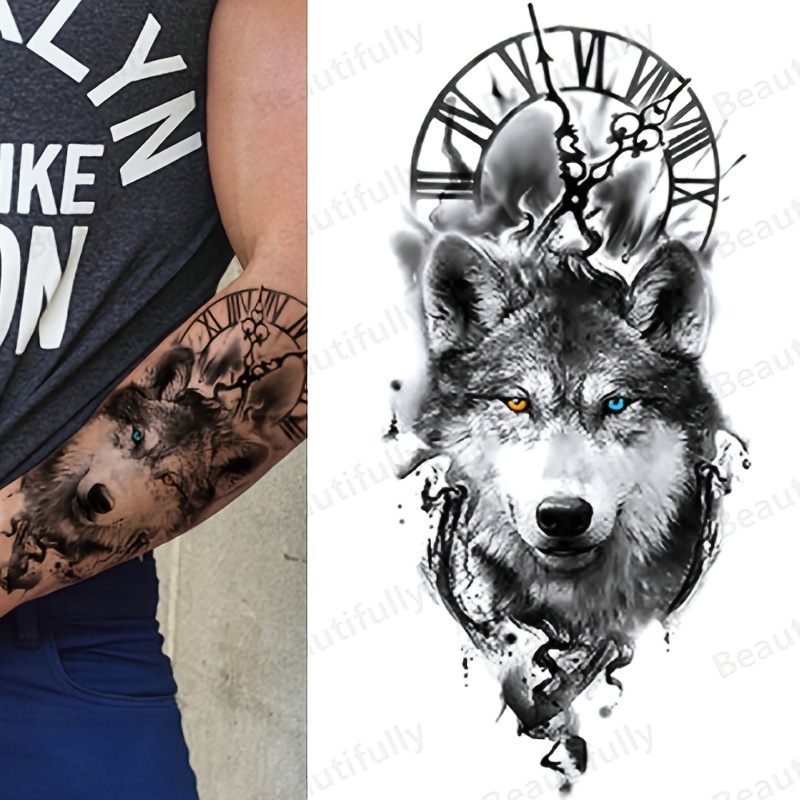 Waterproof DIY Forest Design Fake Temporary Tattoo Wolf Sexy Women Body Art  Arm Tattoos Paper For