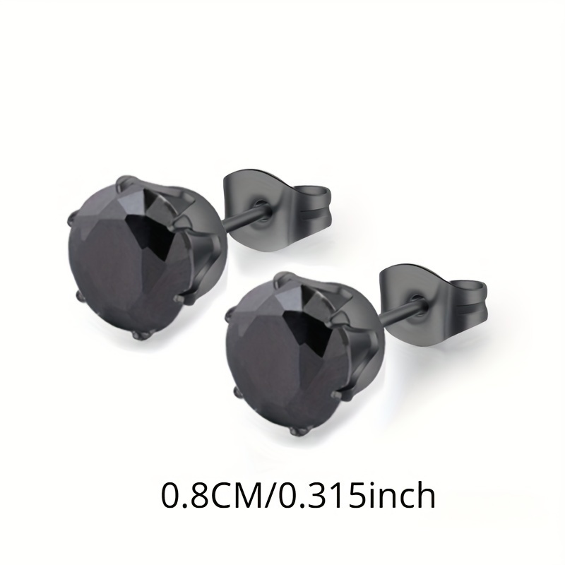 Black Titanium 8mm Puck Earrings