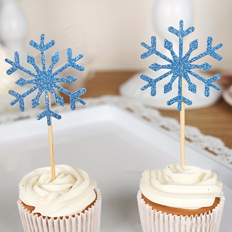 Cute Snowflake Cake Topper Cupcake Toppers For Christmas - Temu