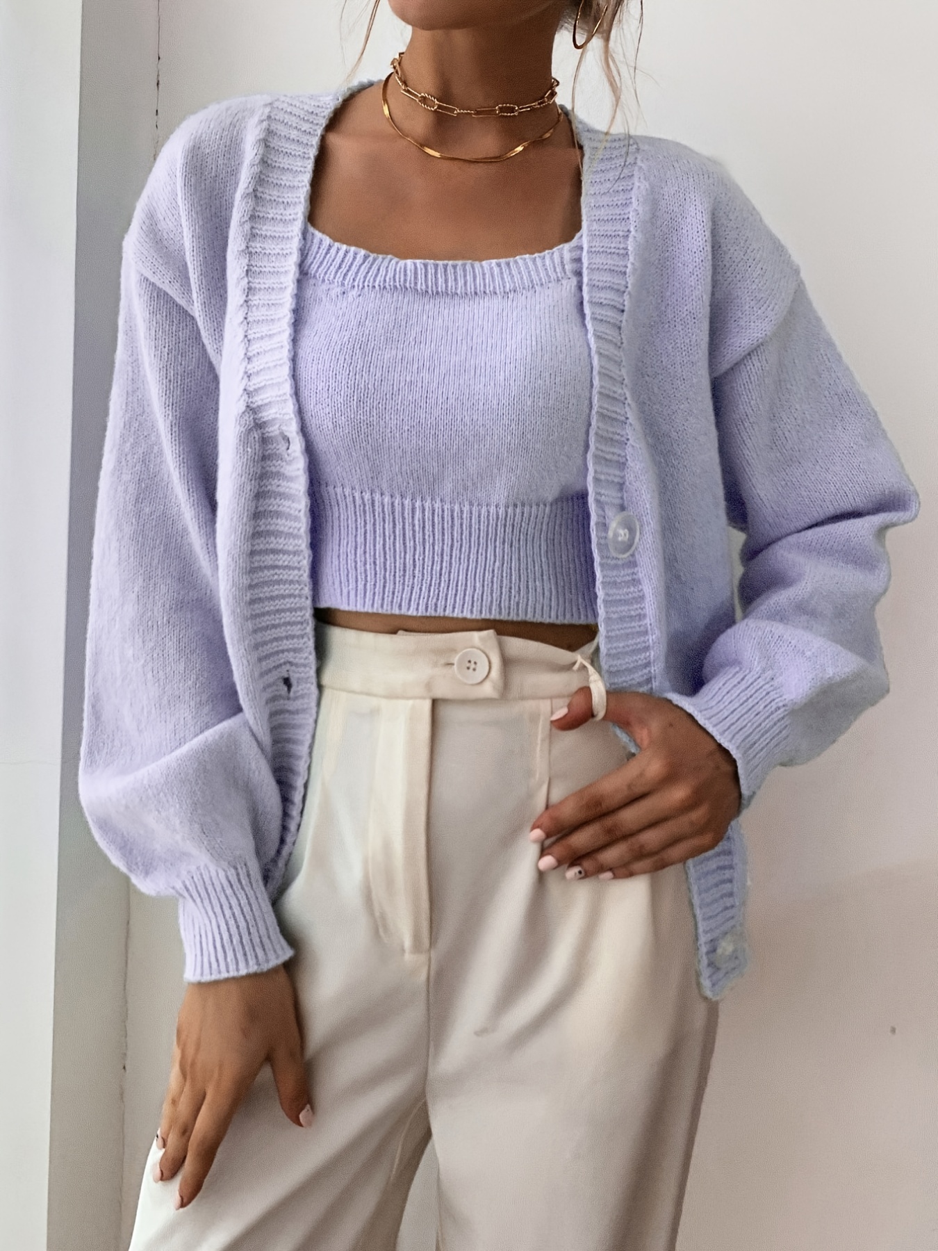 Crop top hotsell and cardigan outfit