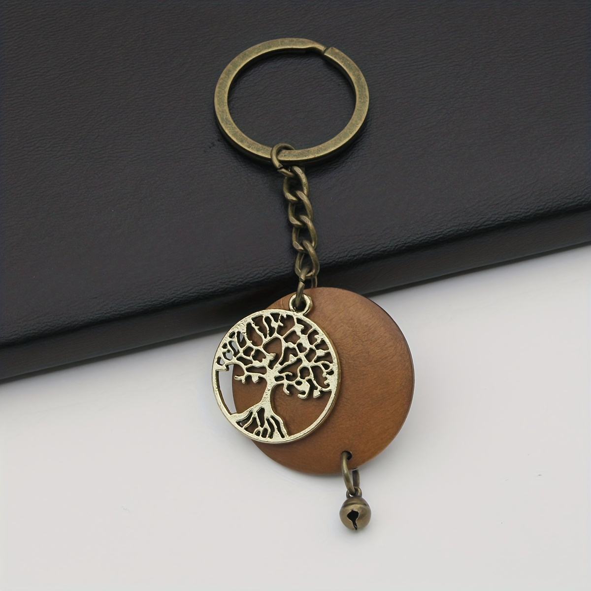 Tree Of Life Wooden Keychain Vintage Blank Key Chain Ring Purse